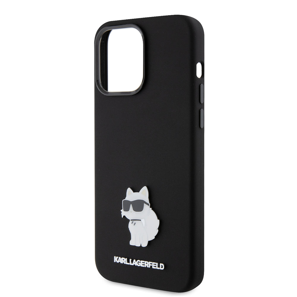 Futrola za Apple iPhone 15 Pro Max, Karl Lagerfeld, Silicone Choupette Metal, Crna