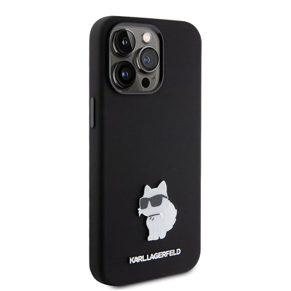 Futrola za Apple iPhone 15 Pro Max, Karl Lagerfeld, Silicone Choupette Metal, Crna