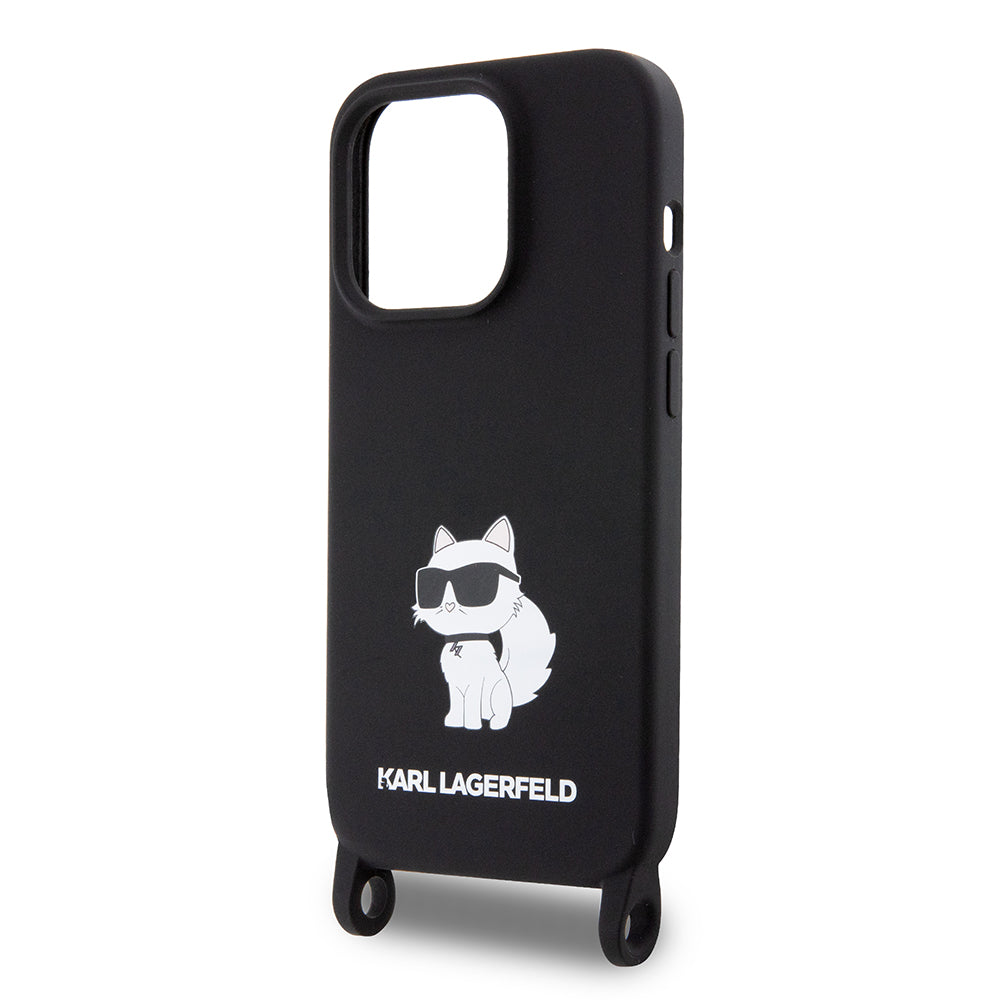 Futrola za Apple iPhone 15 Pro Max, Karl Lagerfeld, Silicone Crossbody Choupette, Crna