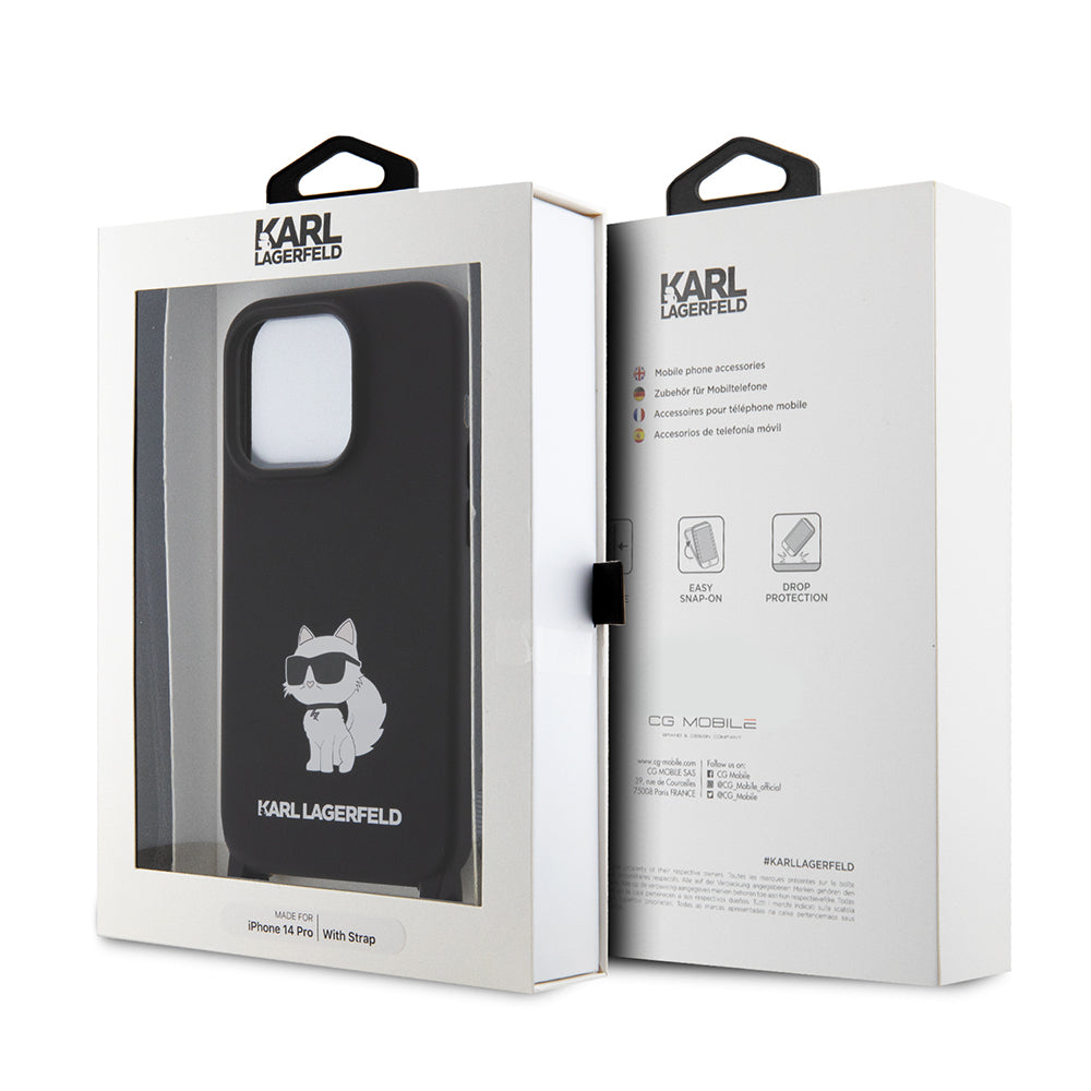 Futrola za Apple iPhone 15 Pro Max, Karl Lagerfeld, Silikonska Crossbody Ikonik Karl, Crna