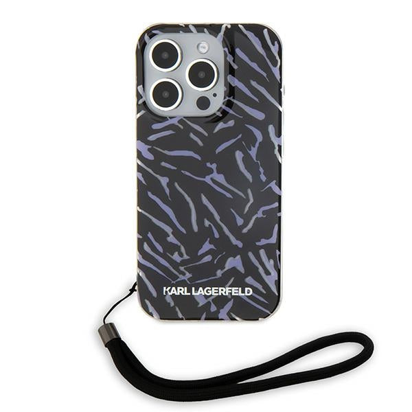 Futrola za Apple iPhone 15 Pro Max, Karl Lagerfeld, Zebra with Cord Strap, Ljubičasta