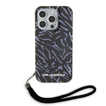 Futrola za Apple iPhone 15 Pro Max, Karl Lagerfeld, Zebra with Cord Strap, Ljubičasta