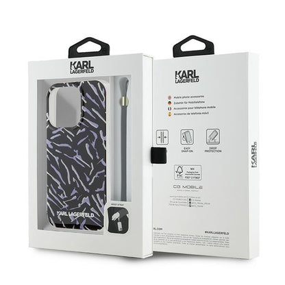 Futrola za Apple iPhone 15 Pro Max, Karl Lagerfeld, Zebra with Cord Strap, Ljubičasta