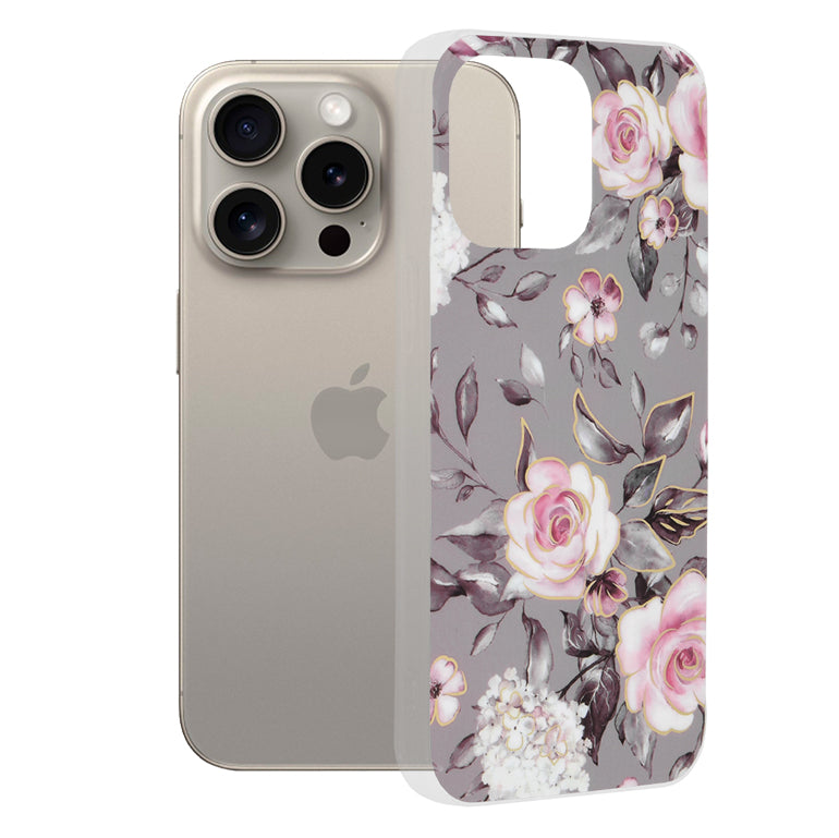 Maska za Apple iPhone 15 Pro Max, Techsuit, Marble, Siva