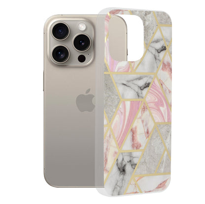 Maska za Apple iPhone 15 Pro Max, Techsuit, Mramor, Roza