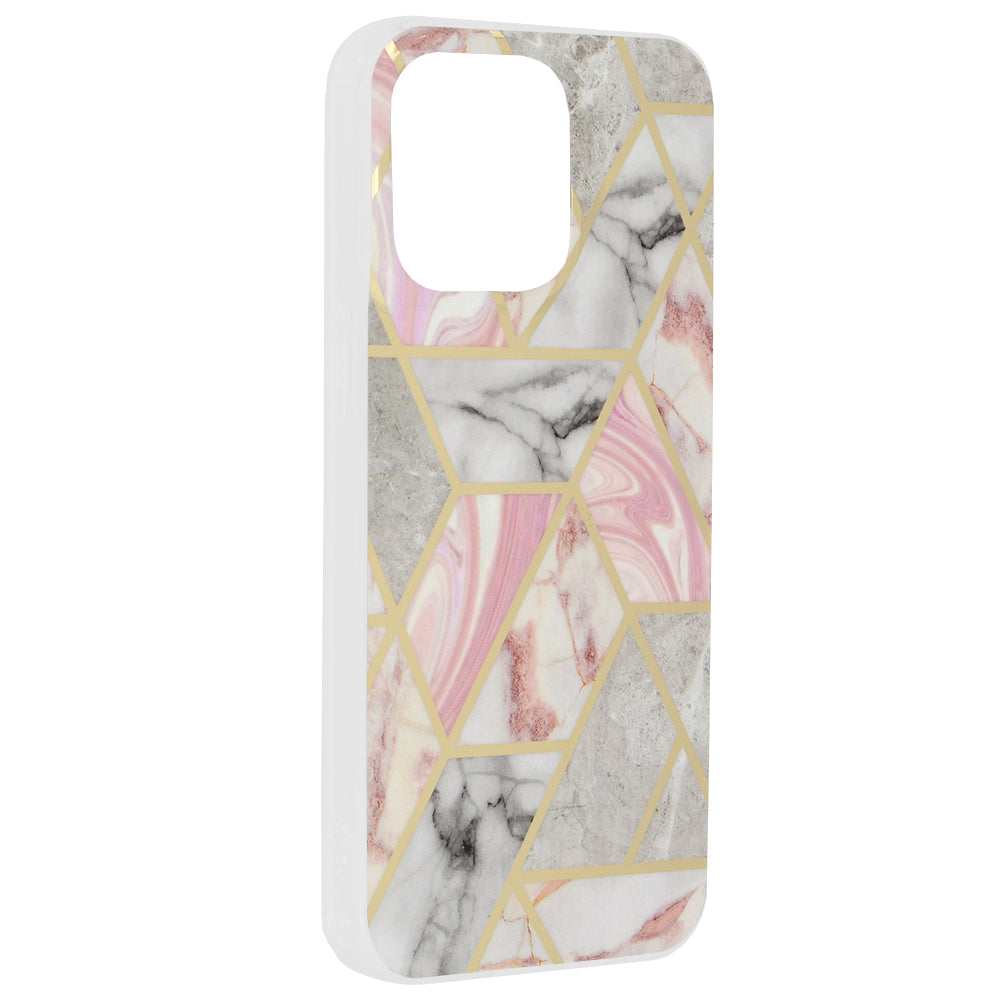 Maska za Apple iPhone 15 Pro Max, Techsuit, Mramor, Roza