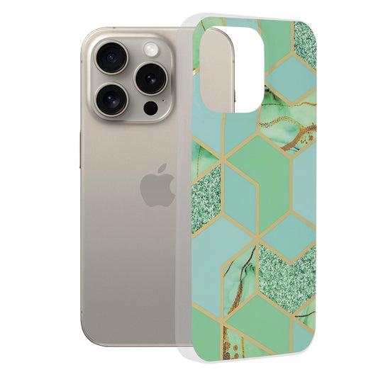 Maska za Apple iPhone 15 Pro Max, Techsuit, Marble, Zelena