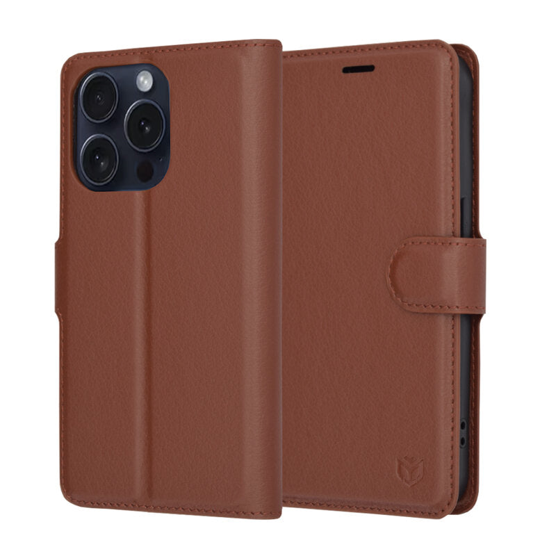 Futrola za Apple iPhone 15 Pro, Techsuit, Kožna Folio, Smeđa