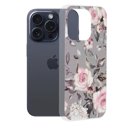 Maska za Apple iPhone 15 Pro, Techsuit, Marble, Siva