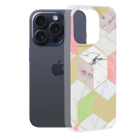 Maska za Apple iPhone 15 Pro, Techsuit, Marble, Ljubičasta