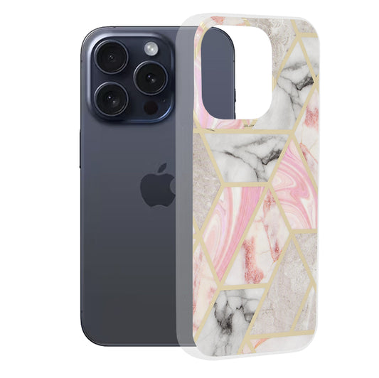 Maska za Apple iPhone 15 Pro, Techsuit, Marble, Roza