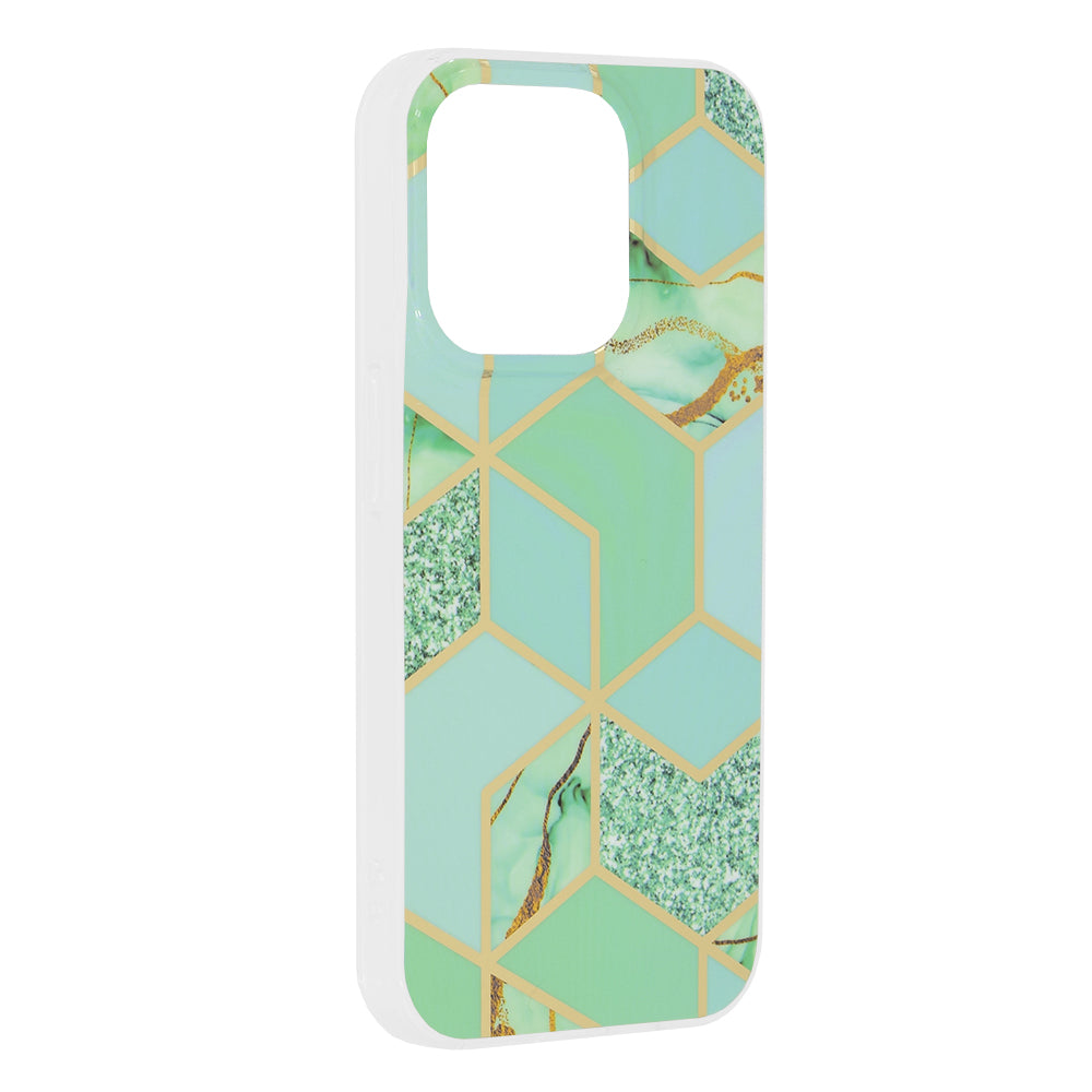 Maska za Apple iPhone 15 Pro, Techsuit, Mramor, Zelena