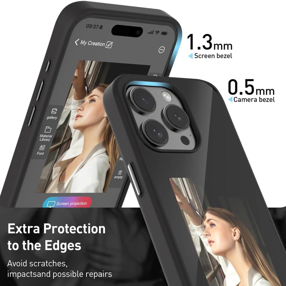 Maska za Apple iPhone 15 Pro, Techsuit, SmartScreen NFC, Crna
