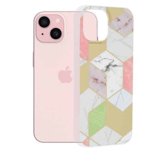 Maska za Apple iPhone 15, Techsuit, Marble, Ljubičasta