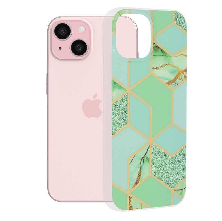 Maska za Apple iPhone 15, Techsuit, Marble, Zelena
