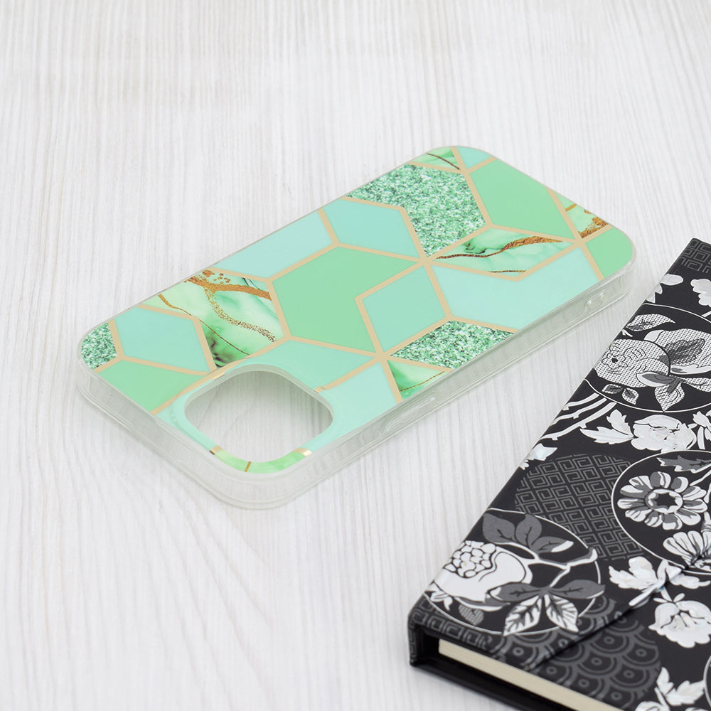Maska za Apple iPhone 15, Techsuit, Marble, Zelena