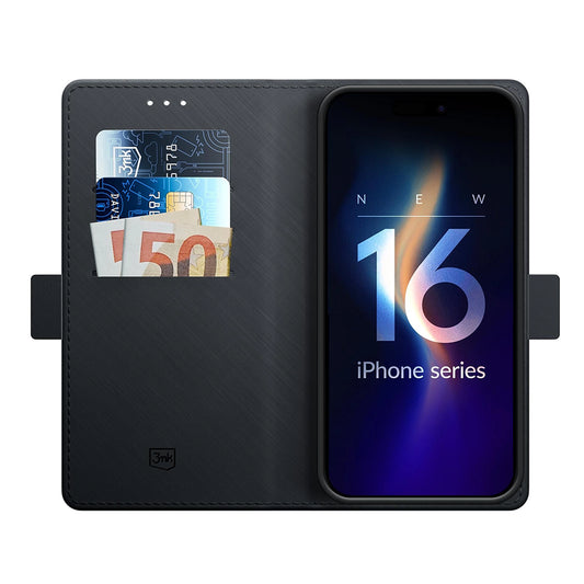Futrola za Apple iPhone 16, 3MK, Wallet, Crna