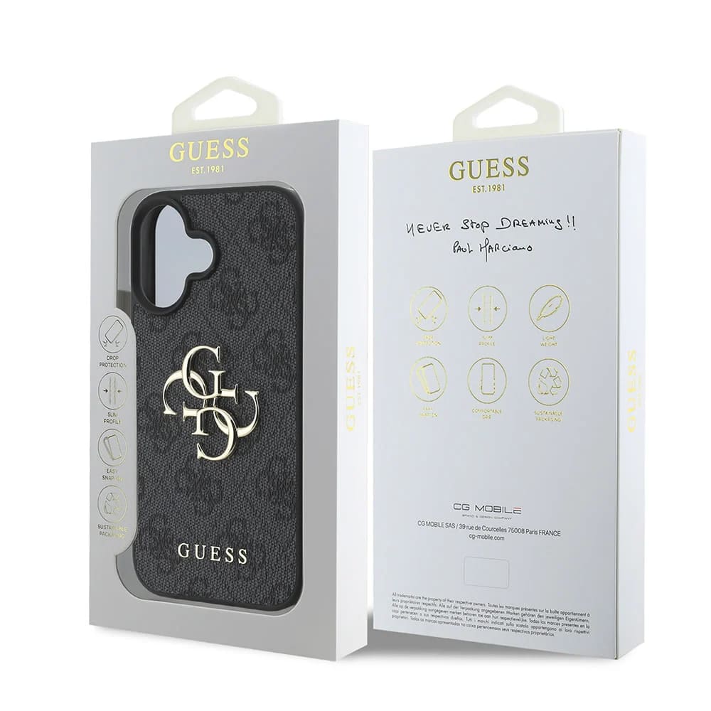 Futrola za Apple iPhone 16, Guess, 4G Big Logo, Crna