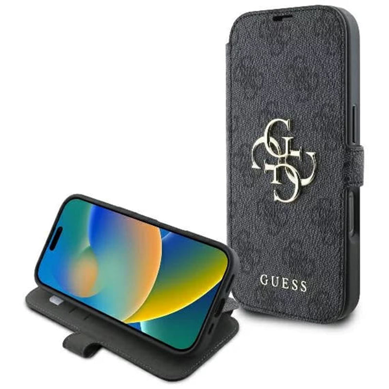 Futrola za Apple iPhone 16, Guess, 4G Book, Crna