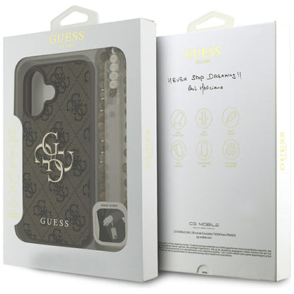 Futrola za Apple iPhone 16, Guess, 4G Classic Logo with Strap, Smeđa
