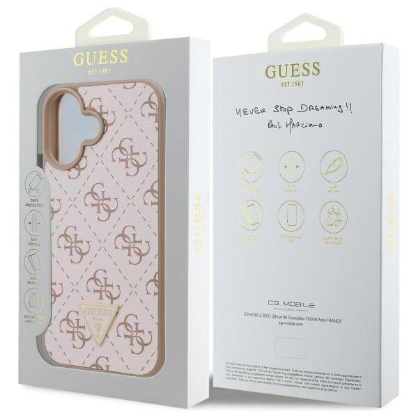 Futrola za Apple iPhone 16, Guess, 4G Triangle Logo, Bijela