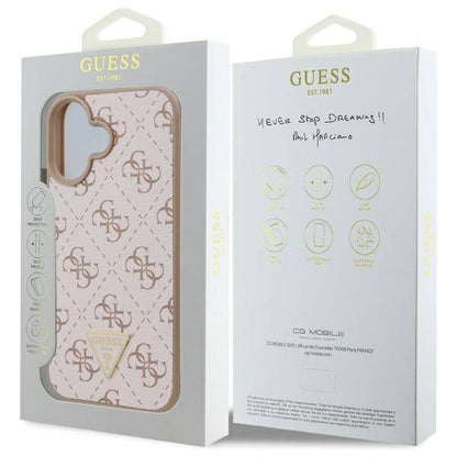 Futrola za Apple iPhone 16, Guess, 4G Triangle Logo, Bijela
