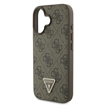 Futrola za Apple iPhone 16, Guess, Crossbody 4G Triangle Strass, Smeđa
