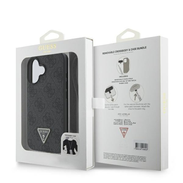 Futrola za Apple iPhone 16, Guess, Crossbody 4G Triangle Strass, Crna