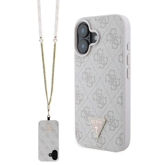 Futrola za Apple iPhone 16, Guess, Crossbody 4G Triangle Strass, Roza