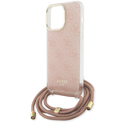 Futrola za Apple iPhone 16, Guess, Crossbody Cord 4G Print, Roza