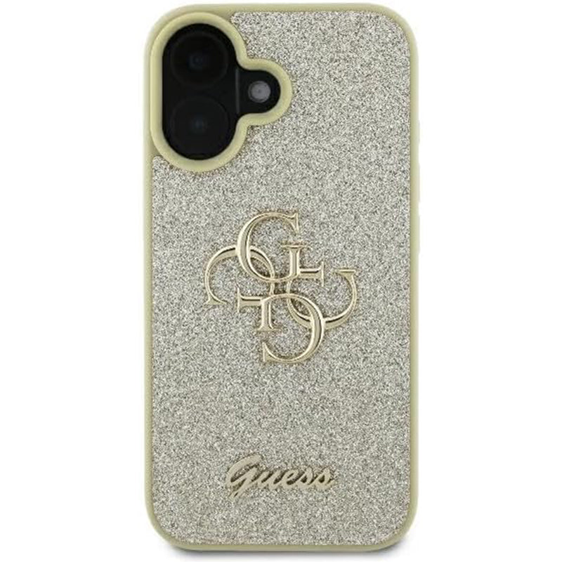 Futrola za Apple iPhone 16, Guess, Fixed Glitter Big 4G, Zlatna