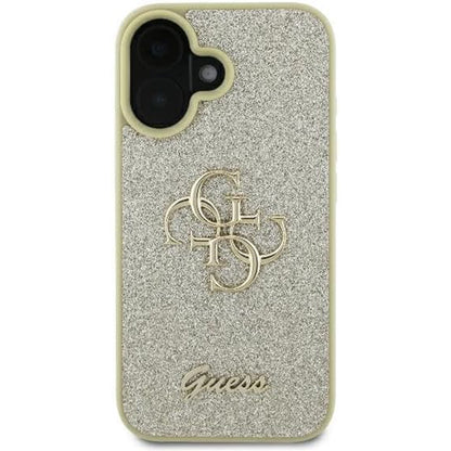 Futrola za Apple iPhone 16, Guess, Fixed Glitter Big 4G, Zlatna