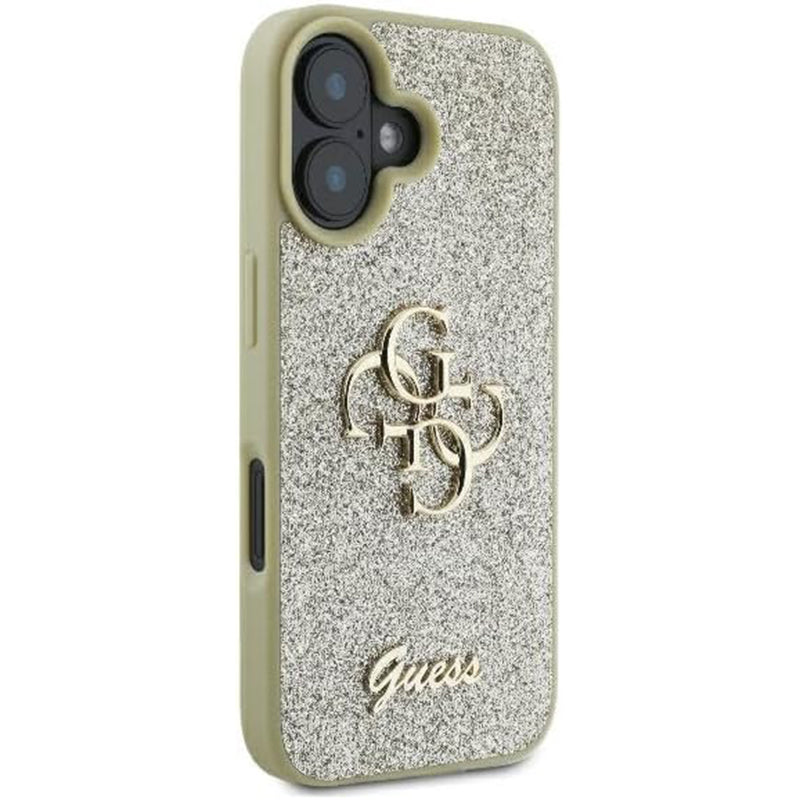 Futrola za Apple iPhone 16, Guess, Fixed Glitter Big 4G, Zlatna