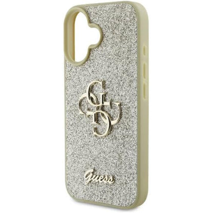 Futrola za Apple iPhone 16, Guess, Fixed Glitter Big 4G, Zlatna