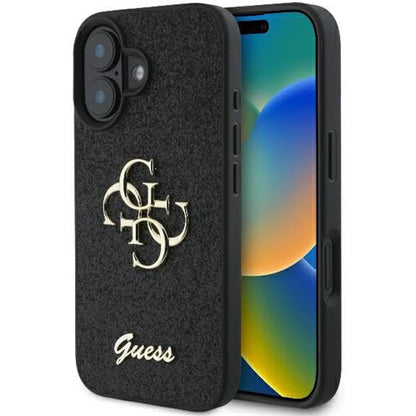 Futrola za Apple iPhone 16, Guess, Fixed Glitter Big 4G, Crna