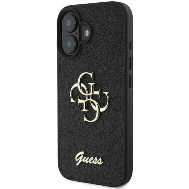 Futrola za Apple iPhone 16, Guess, Fixed Glitter Big 4G, Crna