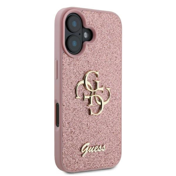 Futrola za Apple iPhone 16, Guess, Fixed Glitter Big 4G, Roza