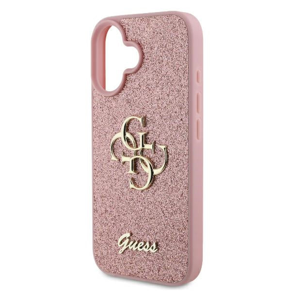 Futrola za Apple iPhone 16, Guess, Fixed Glitter Big 4G, Roza