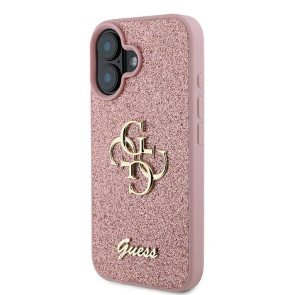 Futrola za Apple iPhone 16, Guess, Fixed Glitter Big 4G, Roza