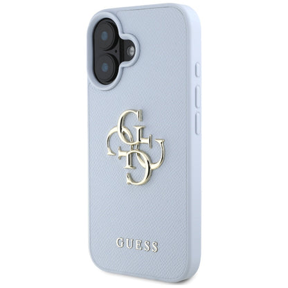 Futrola za Apple iPhone 16, Guess, Grained Big 4G Logo Small Classic Logo, Plava