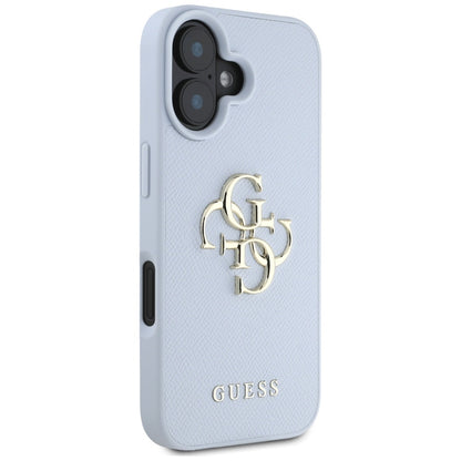 Futrola za Apple iPhone 16, Guess, Grained Big 4G Logo Small Classic Logo, Plava