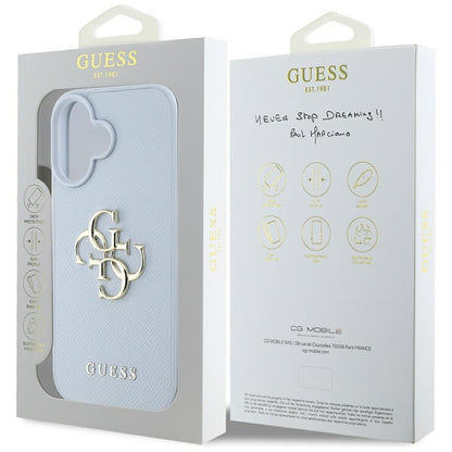Futrola za Apple iPhone 16, Guess, Grained Big 4G Logo Small Classic Logo, Plava