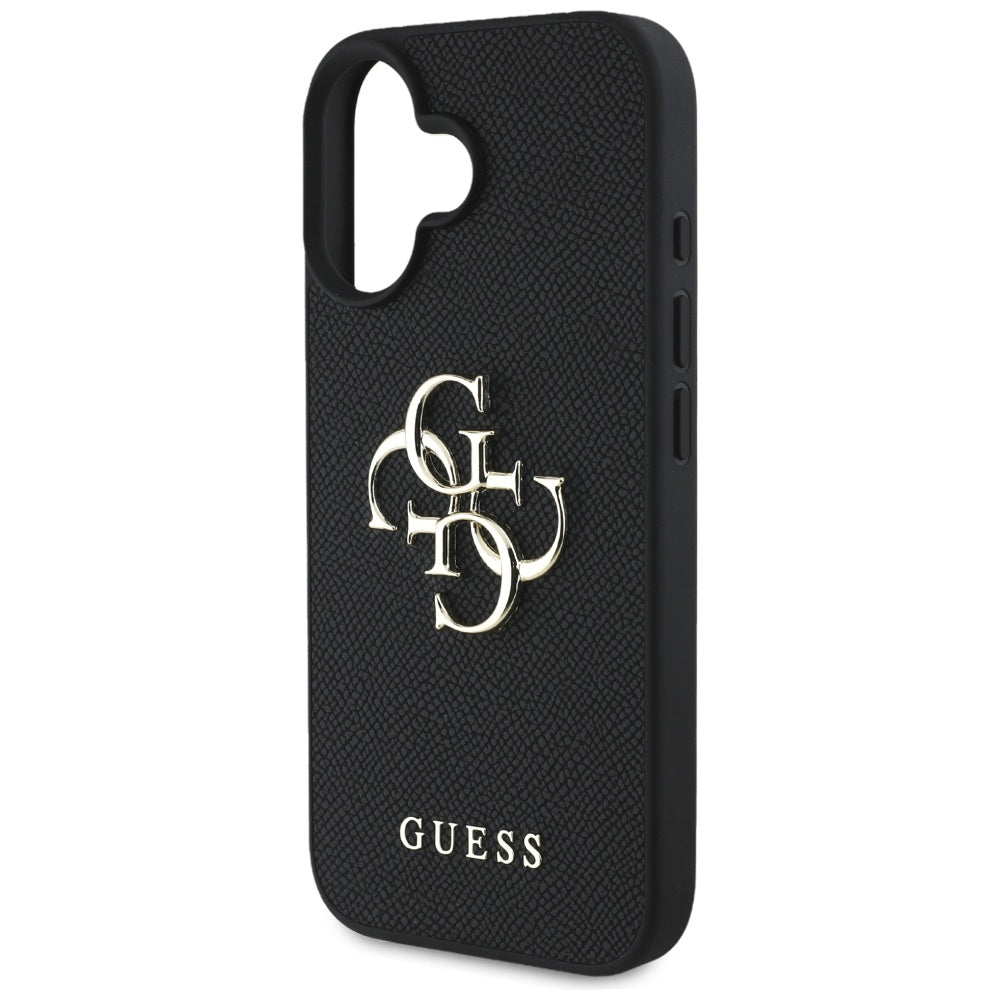 Futrola za Apple iPhone 16, Guess, Grained Big 4G Logo Small Classic Logo, Crna