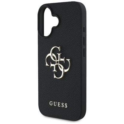 Futrola za Apple iPhone 16, Guess, Grained Big 4G Logo Small Classic Logo, Crna
