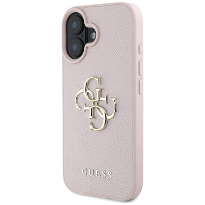 Futrola za Apple iPhone 16, Guess, Grained Big 4G Logo Small Classic Logo, Roza