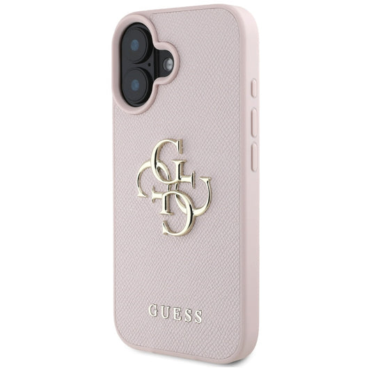 Futrola za Apple iPhone 16, Guess, Grained Big 4G Logo Small Classic Logo, Roza