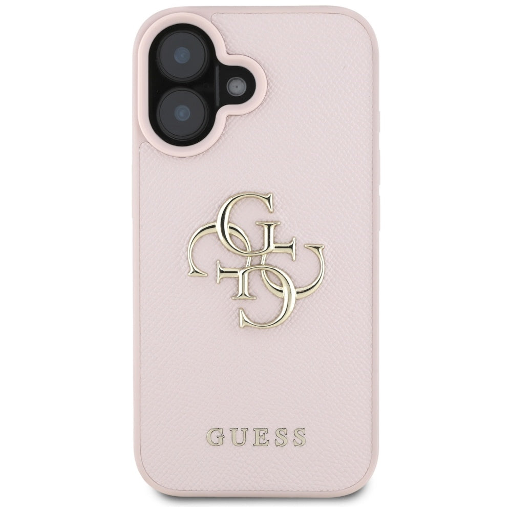Futrola za Apple iPhone 16, Guess, Grained Big 4G Logo Small Classic Logo, Roza