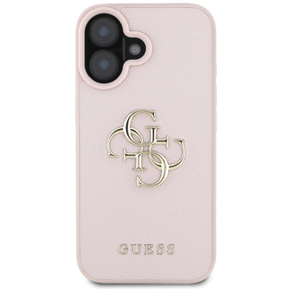 Futrola za Apple iPhone 16, Guess, Grained Big 4G Logo Small Classic Logo, Roza