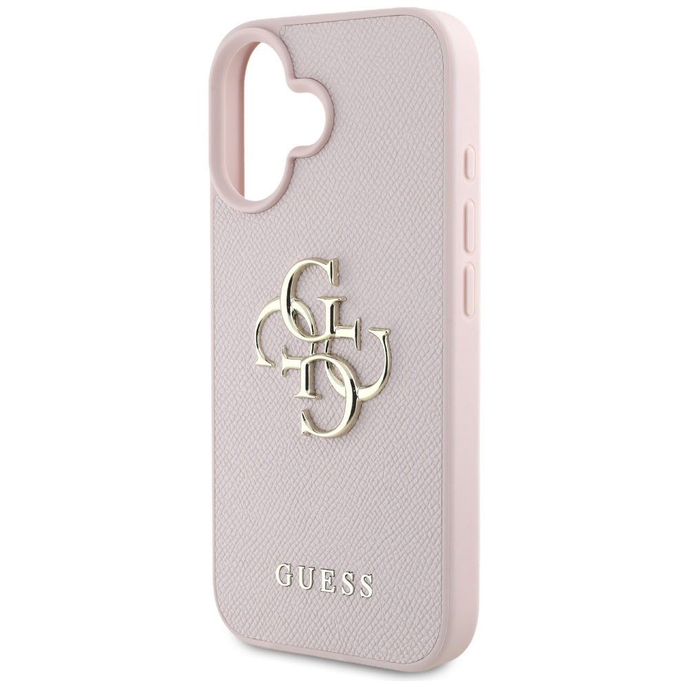 Futrola za Apple iPhone 16, Guess, Grained Big 4G Logo Small Classic Logo, Roza
