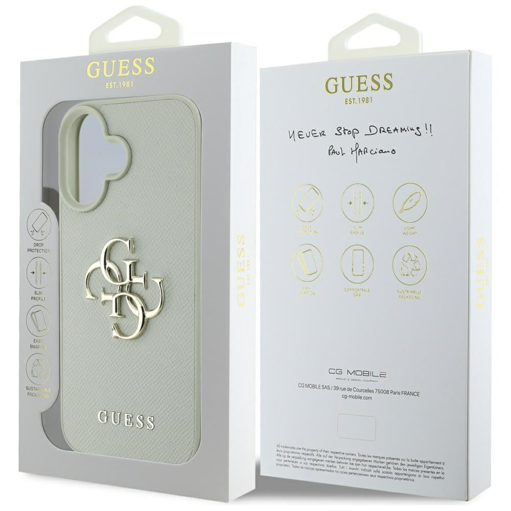 Futrola za Apple iPhone 16, Guess, Grained Big 4G Logo Small Classic Logo, Zelena